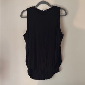 Black High Slit Tank Top